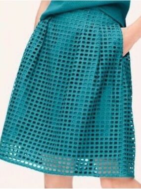 Teal Eyelet Midi Skirt - Women